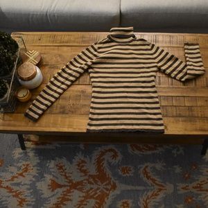 Style & Co Brown and Tan Striped Turtleneck